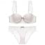 Pretty Floral Lace Ruffle Straps Padded Wired Balcony bra Set - White