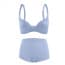 Seamless Glossy Wing Cup  Smooth Bra & Boyshorts Set - Blue