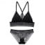 Longline Racerback Crochet Lace Padded Wireless Bralette Set - Black
