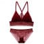 Longline Racerback Crochet Lace Padded Wireless Bralette Set - Red