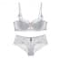 Sheer Floral Lace Underwire Demi Cup Balconette Bra Set - White