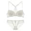 Scallop Shape Cups Geometric Lace Racerback Bra Set - White