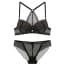 Scallop Shape Cups Geometric Lace Racerback Bra Set - Black