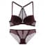 Scallop Shape Cups Geometric Lace Racerback Bra Set - Purple