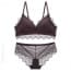 Geometric Lace Soft Padded Wireless Bralet Bra Set - Purple
