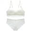Geometric Lace Soft Padded Wireless Bralet Bra Set - White