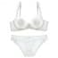 Ultra Thin Floral Lace Semi Padded Wired Lingerie Bra Set - White