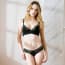 Ultra Thin Floral Lace Semi Padded Wired Lingerie Bra Set - Black 
