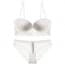 Semi Cotton Cup Soft Crochet Lace Bra and Panties Set - White