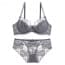 All Over Crochet Lace Non-Padded Underwired Full Cup Lingerie Bra Set - Grey