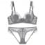 Ultra Thin Floral Lace Semi Padded Wired Lingerie Bra Set - Grey