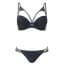 Rivet and Eyelash Lace Double Layer Half Cup Thin Bra Set