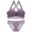 Racerback Longline Lace Push Up Padded Wireless Bralet Bra Set - Purple