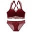 Racerback Longline Lace Push Up Padded Wireless Bralet Bra Set - Red