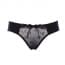 Low Rise Floral Lace Satin Thongs - Black 