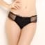 Polka Dot Lace & Mesh Wavy Edge Panty - Black