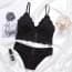 Delicate Lace Wireless Bralette Set - Black 
