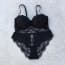 Semi Cotton Cup Soft Crochet Lace Bra and Panties Set - Black