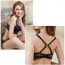 Racerback Longline Lace Push Up Padded Wireless Bralet Bra Set - Black