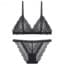 Ultra-Thin Geometric Lace Wireless Bralette Set - Black