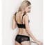 Sheer Lace 3/4 Coverage Underwire Bra & Panties Set - Black 