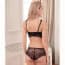 Floral Jacquard Lace Wired Push Up Bra Boyshorts Set - Black