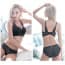 Crochet Floral Lace Two Way Raceback Plunge Bra Set - Black