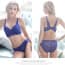 Crochet Floral Lace Two Way Raceback Plunge Bra Set - Blue