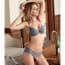Lace Soft Padded Wired Plunge Bra Set - Grey