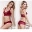 Sheer Lace 3/4 Coverage Underwire Bra & Panties Set - Red