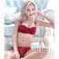 Rich Padded Underwired Balcony Demi Bra Set - Red