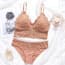 Delicate Lace Wireless Bralette Set - Brown