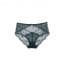 Transparent Lace Floral High Waist Brief - Dark Green