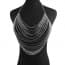 Layered Rhinestone Embellished Body Chain Bra Accessory - Silver