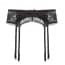 Scallop Lace Padded Cups Wired Garter Belt Lingerie Bra Set - Garter Belt Black