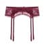Scallop Lace Padded Cups Wired Garter Belt Lingerie Bra Set - Garter Belt Red