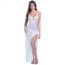 White Gowns Lace Patch High Eyelashes Lace Slits Long Dress