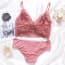 Delicate Lace Wireless Bralette Set - Pink 