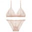 Ultra-Thin Geometric Lace Wireless Bralette Set - Pink