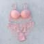 Semi Cotton Cup Soft Crochet Lace Bra and Panties Set - Pink