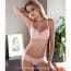 Textured Sheer Lace Non Padded Wired Balcony Bra Set - Pink