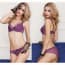 Ultra-Thin Sheer Lace Non-Padded Underwire Balcony Bra Set - Purple