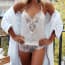 Deep V Eyelash Lace Hanging Neck Babydoll Lingerie - White