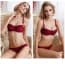 Ultra-Thin Embroidered Non-Padded Wired Balcony Bra Set - Red