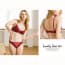 Crochet Floral Lace Soft Cotton Padded Underwire Plunge Bra Set - Red