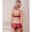 Crochet Lace Cotton Push Up Padded Plunge Lingerie Bra Set - Wine