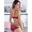 Floral Scallop Lace Wired Padded Push Up Plunge Bra Set - Red