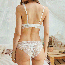 Sheer Galloon Lace Wireless Plunge Bralette Bra Set - White Back