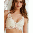 Sheer Galloon Lace Wireless Plunge Bralette Bra Set - White