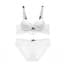 Longline Crochet Flroal Lace Wired Push Up Plunge Bra Set - White